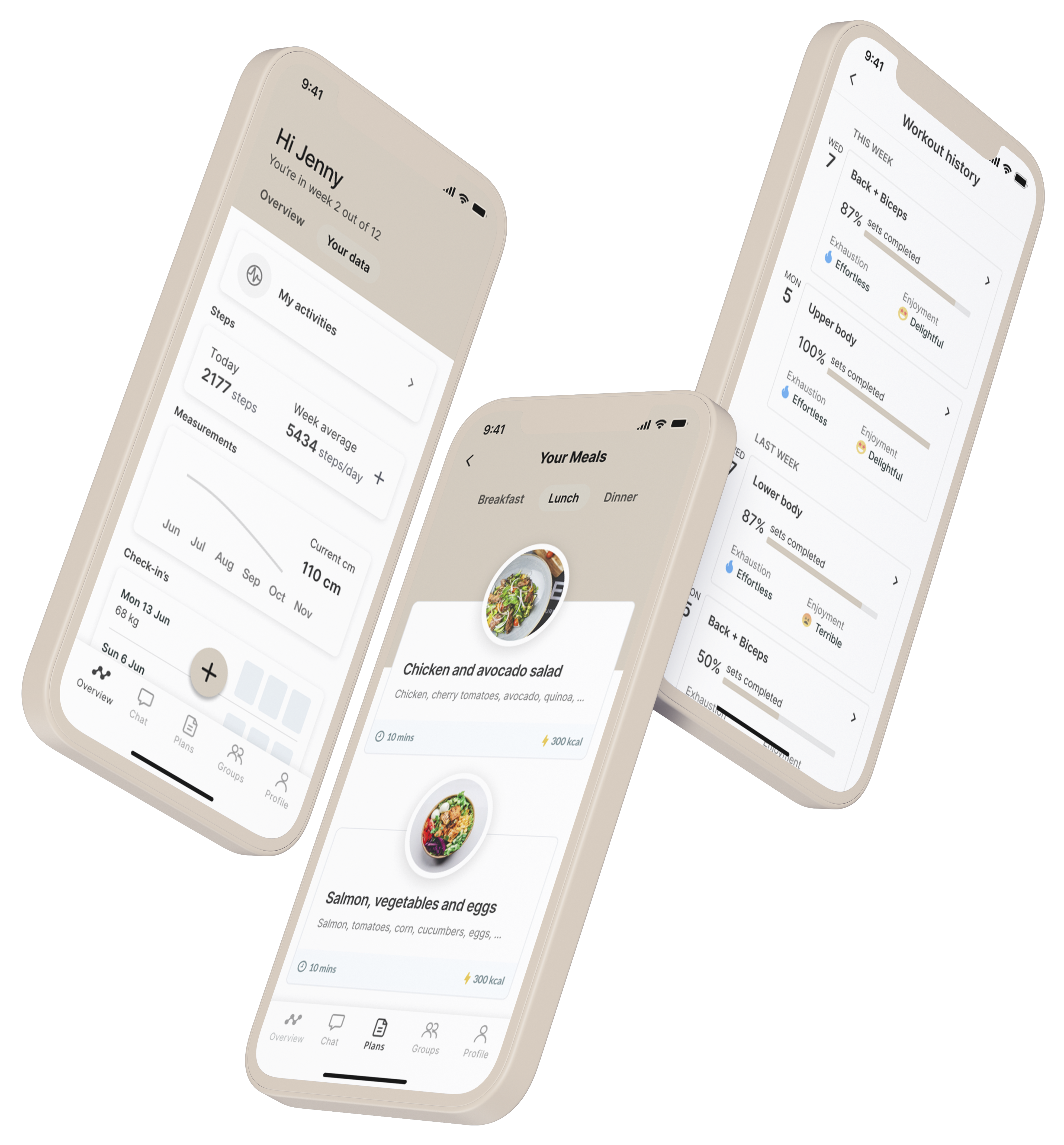 A mockup of the coaching app showcasing the features.